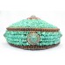 Tibetan Tribal Jewel Crown Cap with Green Turquoise & Semi precious Stone Bead A